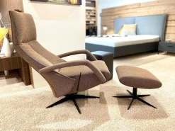 Contur Relaxsessel|TV Sessel Senza SZ 032 Stoff Reno Melangegarn Cognac Anthrazit Braun Gestell Schwarz Inklusive Hocker