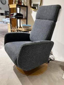 Natura Relaxsessel|TV Sessel Sommerville Stoff Amsterdam Blau Grau Drehteller Eiche Bianco 2 Motorisch Mit Akku