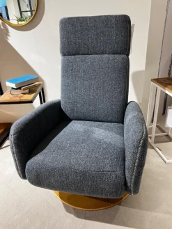 Natura Relaxsessel|TV Sessel Sommerville Stoff Amsterdam Blau Grau Drehteller Eiche Bianco 2 Motorisch Mit Akku