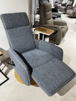 Natura Relaxsessel|TV Sessel Sommerville Stoff Amsterdam Blau Grau Drehteller Eiche Bianco 2 Motorisch Mit Akku