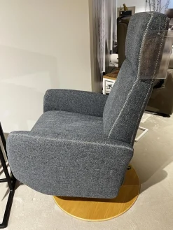 Natura Relaxsessel|TV Sessel Sommerville Stoff Amsterdam Blau Grau Drehteller Eiche Bianco 2 Motorisch Mit Akku