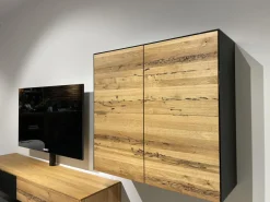 Team 7 Wohnwände & Tv-Lowboards|TV Wand Filigno Eiche Venedig Farbglas Schwarz Matt Gestell Schwarz Mit Home Entertainment