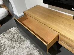 Team 7 Wohnwände & Tv-Lowboards|TV Wand Filigno Eiche Venedig Farbglas Schwarz Matt Gestell Schwarz Mit Home Entertainment