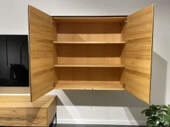 Team 7 Wohnwände & Tv-Lowboards|TV Wand Filigno Eiche Venedig Farbglas Schwarz Matt Gestell Schwarz Mit Home Entertainment