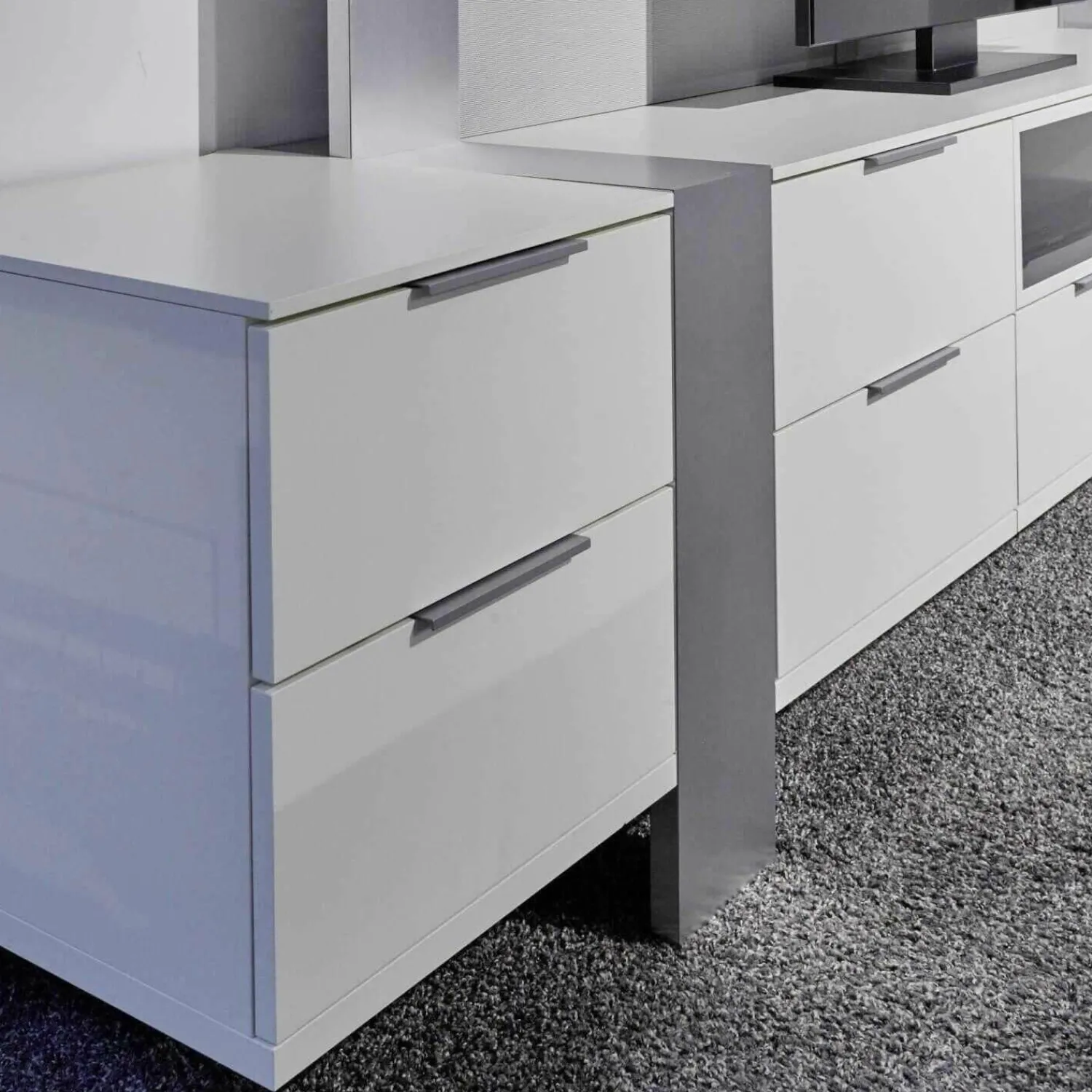 Musterring Wohnwände & Tv-Lowboards|TV-Board MR Media Frame Lack Weiß Aluminium Gebürstet