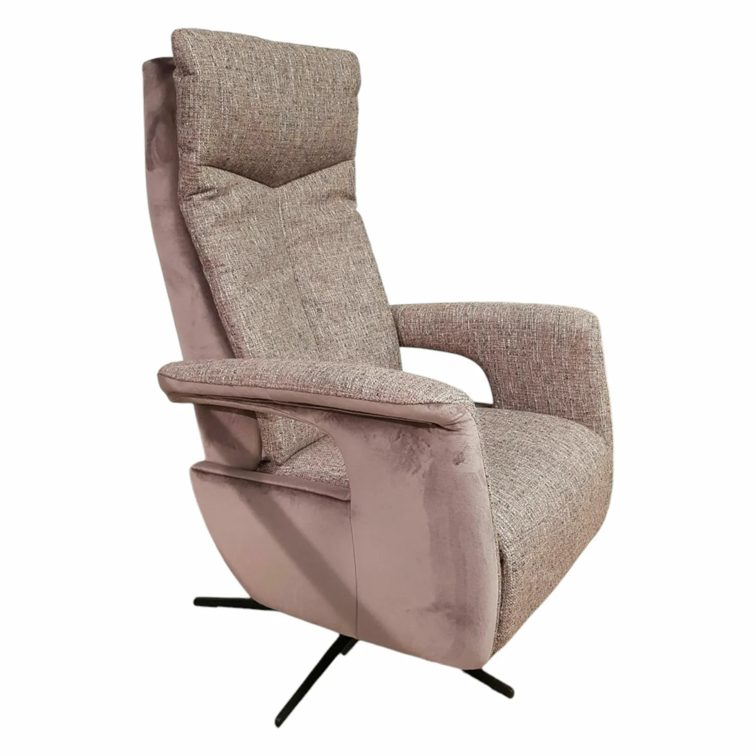 DFM Relaxsessel|TV-Drehsessel Baccara Stoff Juke Lilac Grau Lika Füße Metall Schwarz