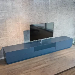 Kettnaker Wohnwände & Tv-Lowboards|Tv-Element Soma Lack Matt Stahlblau Inklusive Klappen Und Schubkästen