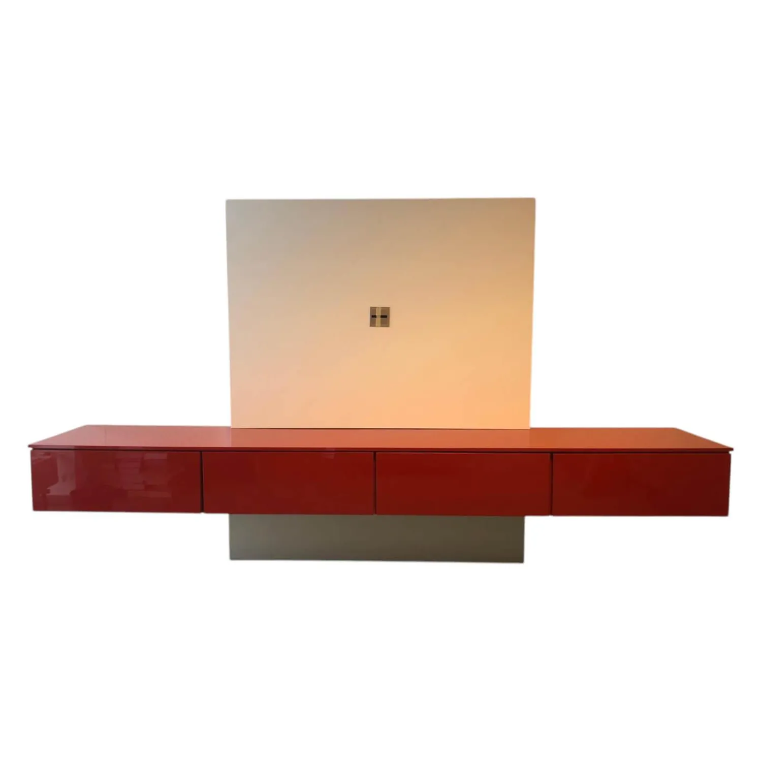 Venier Wohnwände & Tv-Lowboards|TV-Kombination Modell Astro Brique Lack Hochglanz Rot Lackiert