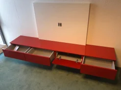 Venier Wohnwände & Tv-Lowboards|TV-Kombination Modell Astro Brique Lack Hochglanz Rot Lackiert