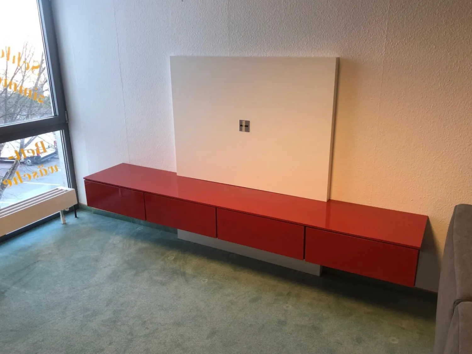 Venier Wohnwände & Tv-Lowboards|TV-Kombination Modell Astro Brique Lack Hochglanz Rot Lackiert