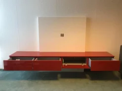 Venier Wohnwände & Tv-Lowboards|TV-Kombination Modell Astro Brique Lack Hochglanz Rot Lackiert