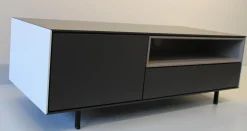 Schönbuch Wohnwände & Tv-Lowboards|TV-Möbel Holz Seiten Weiß Nische Kieselstein Gestell Schwarz