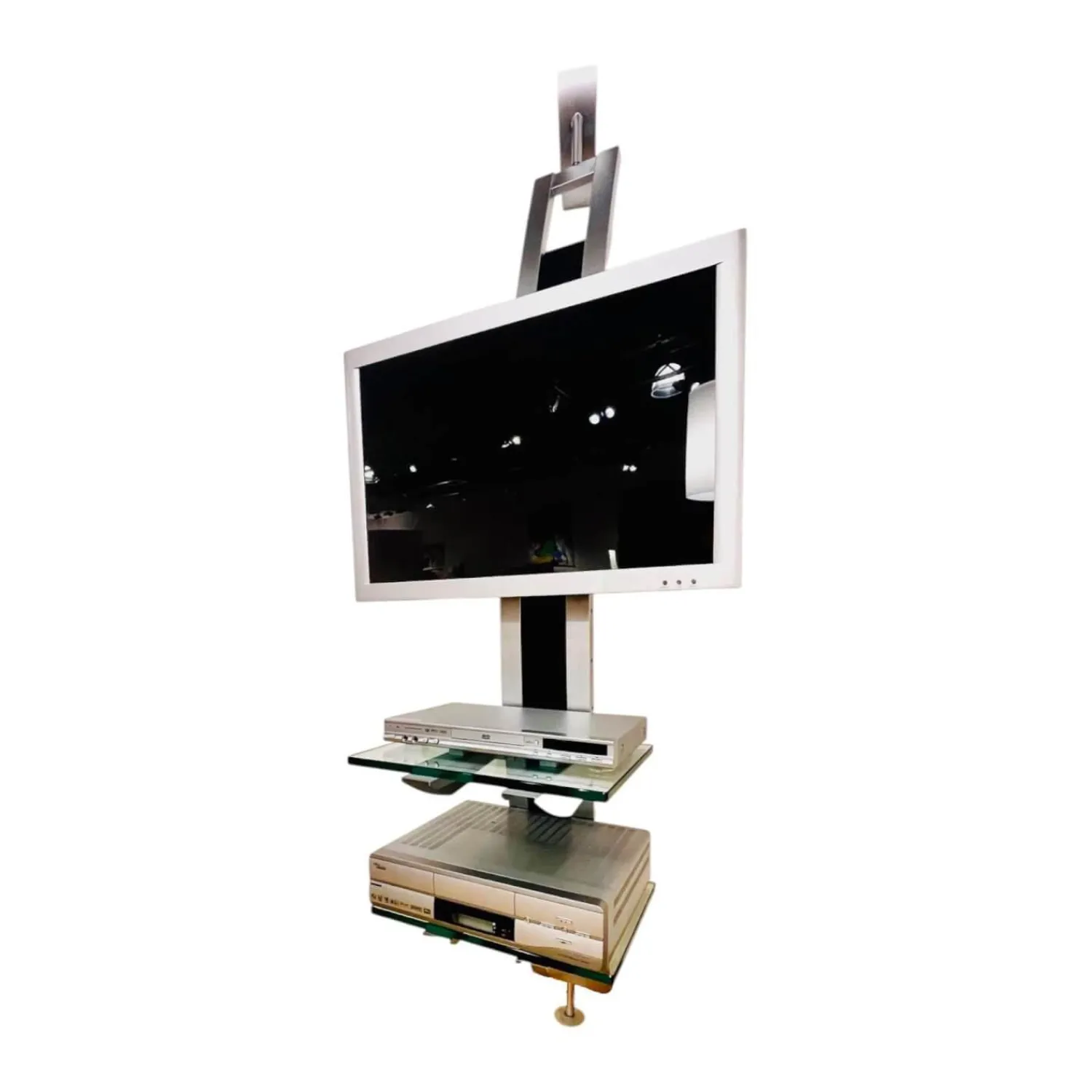 Bacher Wohnwände & Tv-Lowboards|TV-Regal Mattes Metall Und Glas Mit Schwenkbarem TV- Und Hifi-Rack