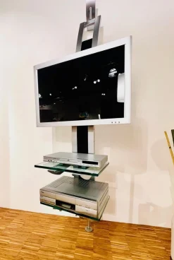 Bacher Wohnwände & Tv-Lowboards|TV-Regal Mattes Metall Und Glas Mit Schwenkbarem TV- Und Hifi-Rack