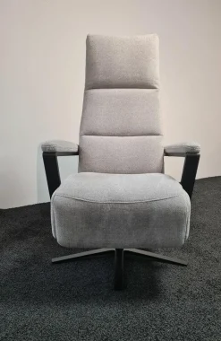 Polsteria Relaxsessel|TV-Sessel KS23 Molda 1222 Stoff Aurin Silber 40 Sternfuß Schwarz Matt Lackiert