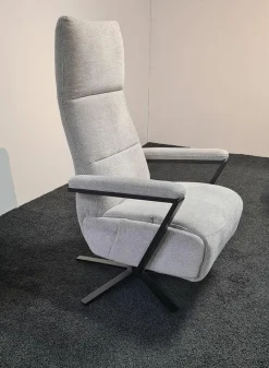Polsteria Relaxsessel|TV-Sessel KS23 Molda 1222 Stoff Aurin Silber 40 Sternfuß Schwarz Matt Lackiert