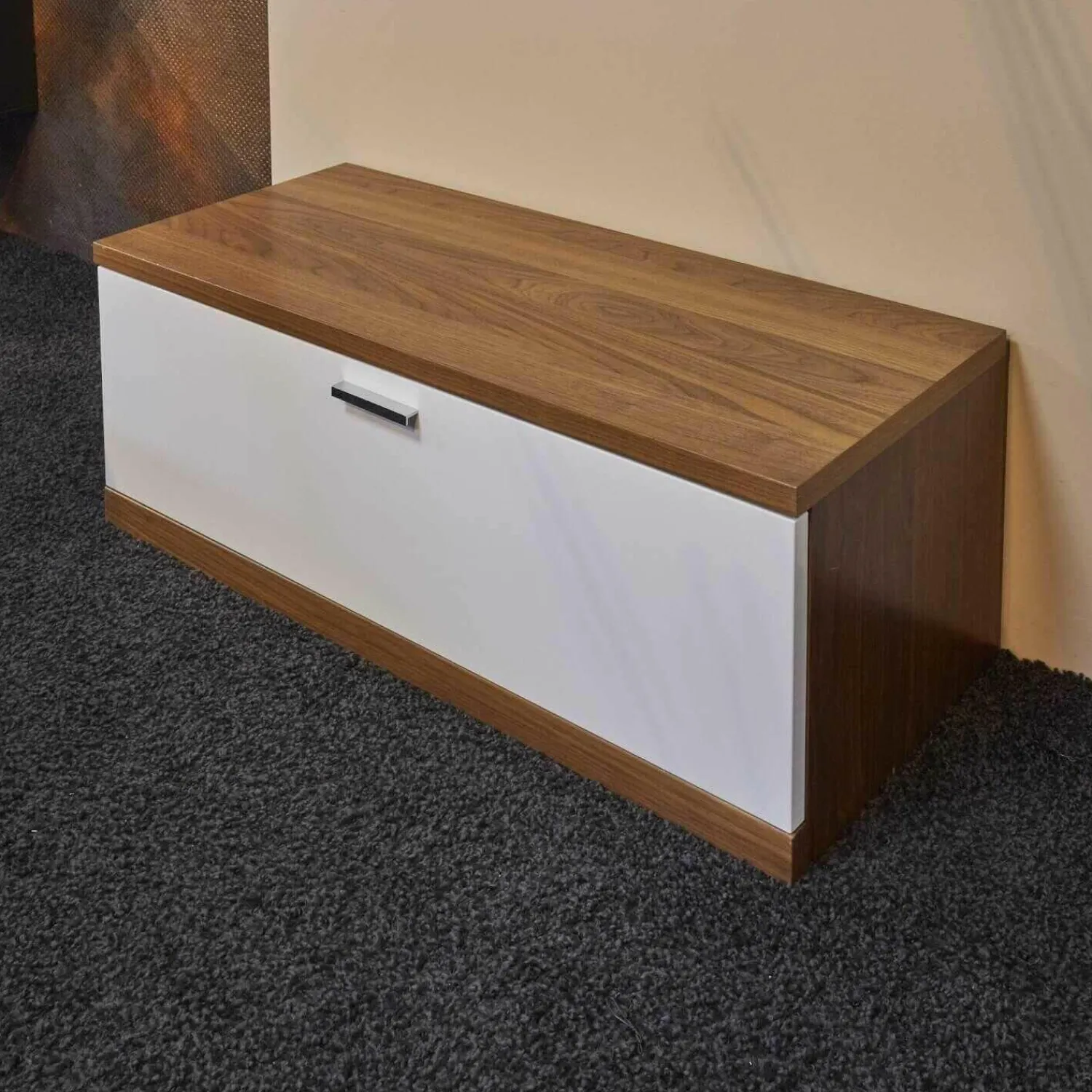 Planos Wohnwände & Tv-Lowboards|TV-Unterteil Finale Korpus Nussbaum Nova Front Hochglanz Lack Weiß