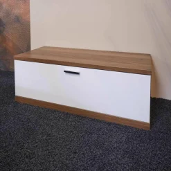 Planos Wohnwände & Tv-Lowboards|TV-Unterteil Finale Korpus Nussbaum Nova Front Hochglanz Lack Weiß