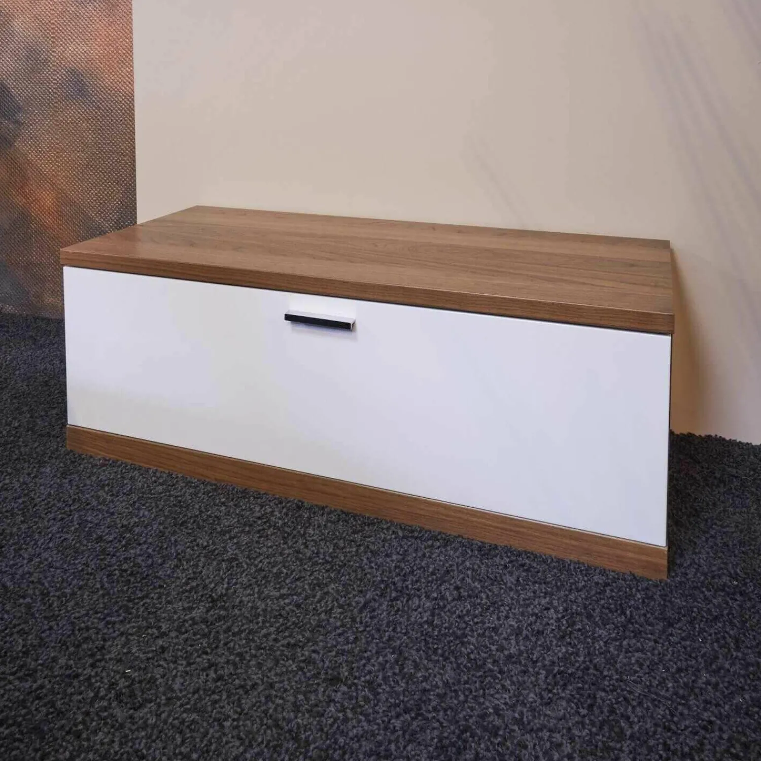 Planos Wohnwände & Tv-Lowboards|TV-Unterteil Finale Korpus Nussbaum Nova Front Hochglanz Lack Weiß