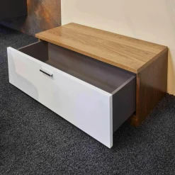 Planos Wohnwände & Tv-Lowboards|TV-Unterteil Finale Korpus Nussbaum Nova Front Hochglanz Lack Weiß