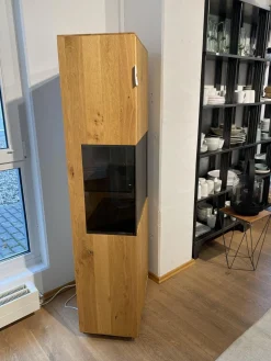 Anrei Vitrinen & Highboards|Vitrine 750 Asteiche Gebürstet Natur Geölt Mit Glaseinlage Inklusive LED Beleuchtung