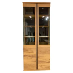 Venjakob Vitrinen & Highboards|Vitrine Barola Eiche Rustico Hell Geölt Gebürstet Furnier Mit Spiegelrückwand Und Beleuchtung