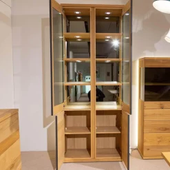 Venjakob Vitrinen & Highboards|Vitrine Barola Eiche Rustico Hell Geölt Gebürstet Furnier Mit Spiegelrückwand Und Beleuchtung