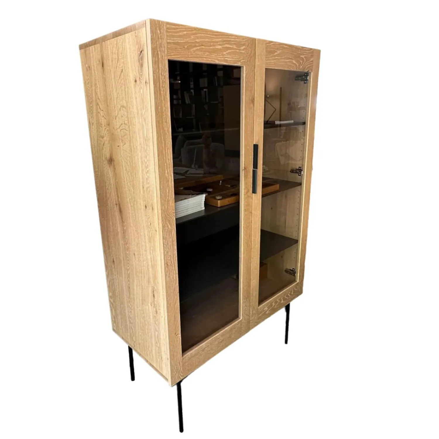 Janua Vitrinen & Highboards|Vitrine BC 04 Eiche Weiß Mit Glastüren