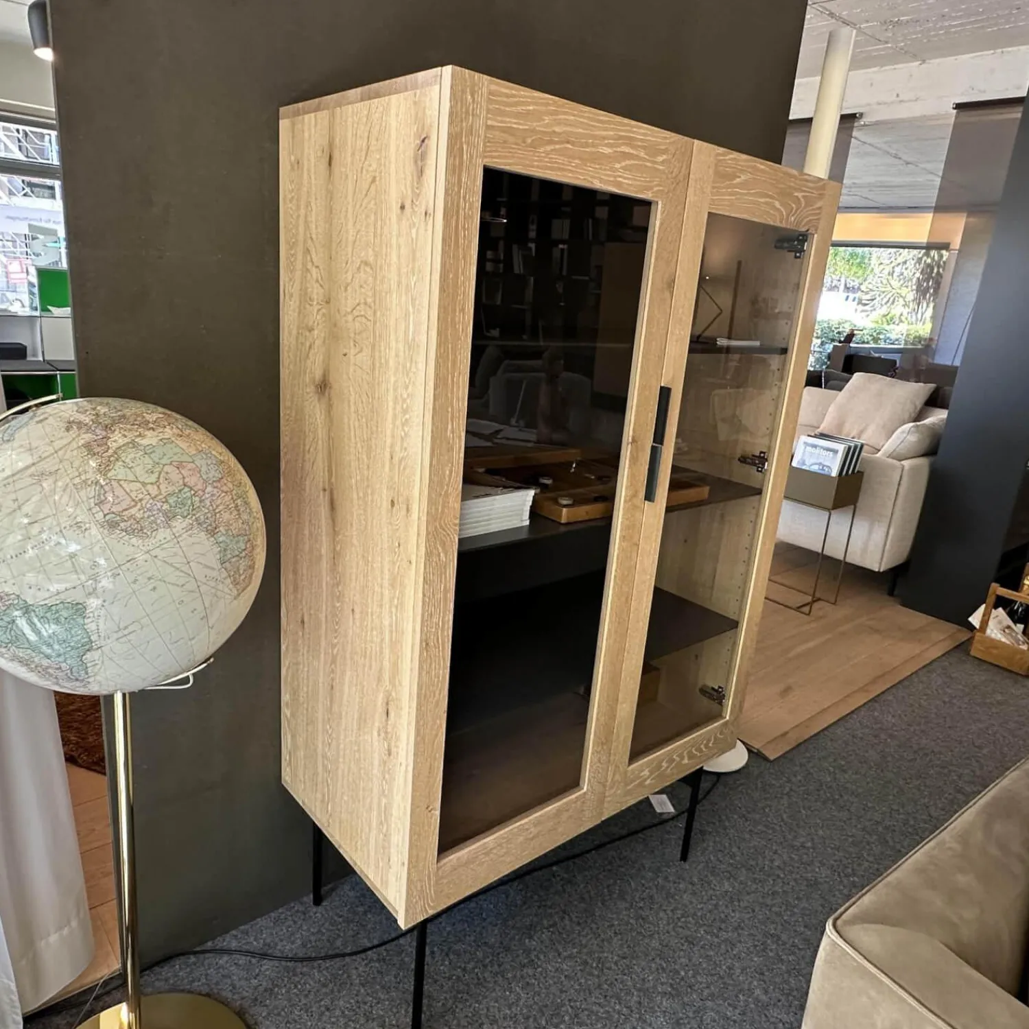 Janua Vitrinen & Highboards|Vitrine BC 04 Eiche Weiß Mit Glastüren