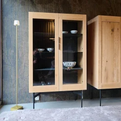 Janua Vitrinen & Highboards|Vitrine BC04 Offen Eiche Weiß Pigmentiert Mit Glasscheiben