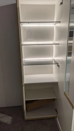 Gwinner Vitrinen & Highboards|Vitrine Calea Lack Seidenmatt Weiß Akzente Wildeiche Natur Mit LED Beleuchtung