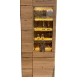 Natura Vitrinen & Highboards|Vitrine Cartago Soft Wildeiche Bianco Glastür Links mit LED-Beleuchtung