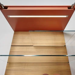 Interlübke Vitrinen & Highboards|Vitrine Cube Light Lack Guave Mit Panel Nussbaum Natur Braun