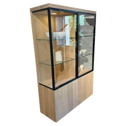 Team 7 Vitrinen & Highboards|Vitrine Cubus Eiche Weißöl Inne Buche Inklusive Beleuchtung Mit Fernbedienung