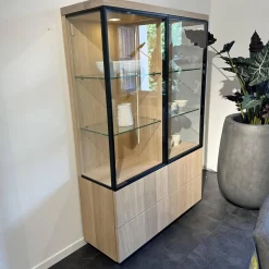 Team 7 Vitrinen & Highboards|Vitrine Cubus Eiche Weißöl Inne Buche Inklusive Beleuchtung Mit Fernbedienung