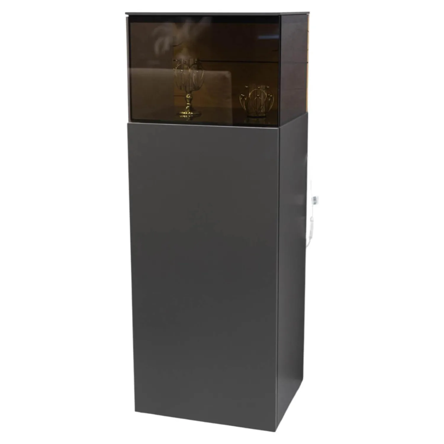 Hülsta Vitrinen & Highboards|Vitrine Gentis Lack-Grau Akzent Eiche Naturstamm