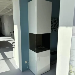 Hülsta Vitrinen & Highboards|Vitrine Gentis Links Lack Hochglanz Reinweiss Mit Beleuchtung Und Funkfernbedienung