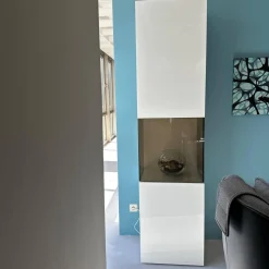 Hülsta Vitrinen & Highboards|Vitrine Gentis Links Lack Hochglanz Reinweiss Mit Beleuchtung Und Funkfernbedienung