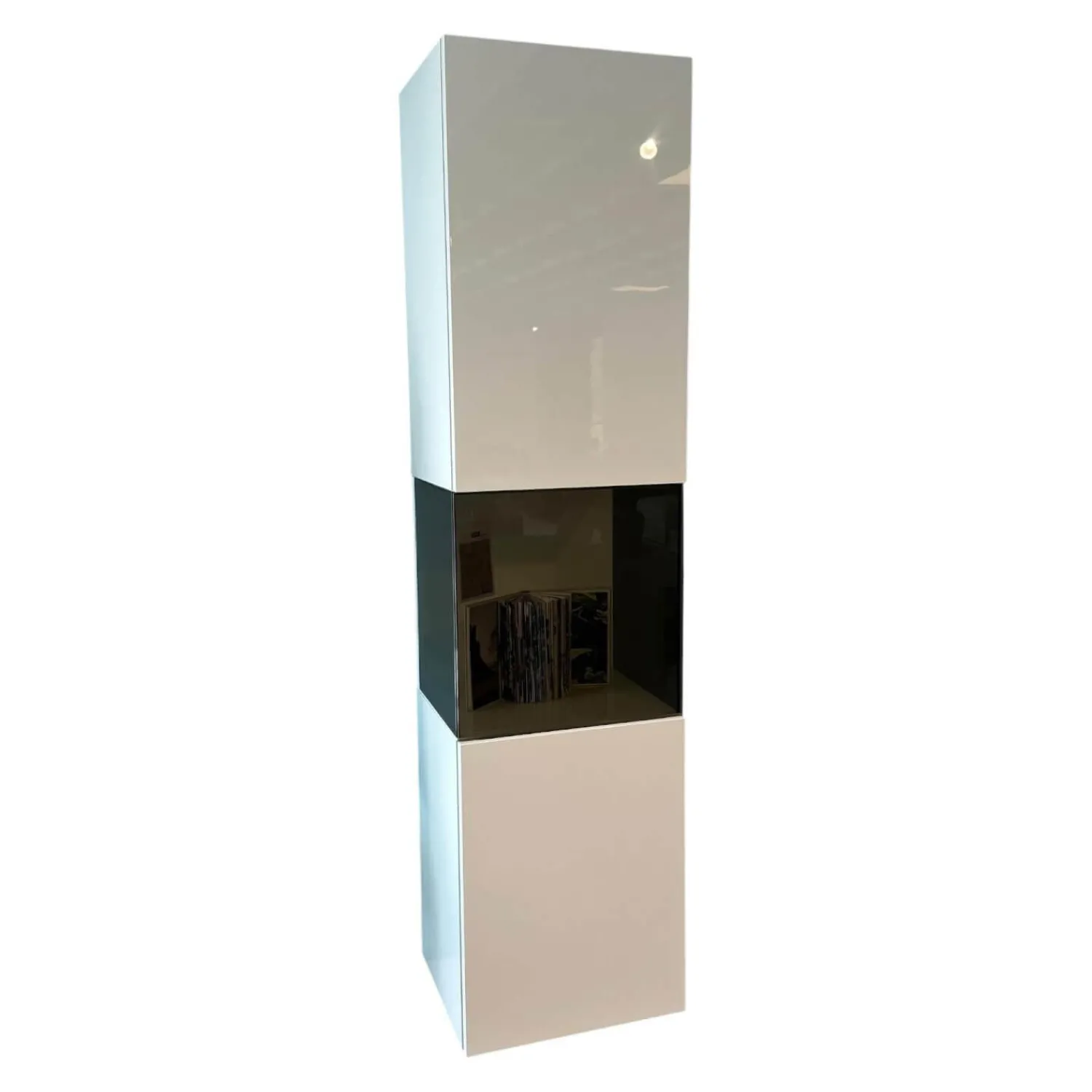 Hülsta Vitrinen & Highboards|Vitrine Gentis Rechts Lack Hochglanz Reinweiss Mit Beleuchtung Und Funkfernbedienung