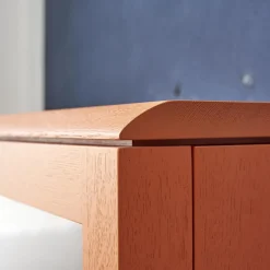 Form Exclusiv Vitrinen & Highboards|Vitrine Hampton Eiche Massiv Geölt Offenporig Lackiert In Pantone Orange Tür Klarglas Mit Ledergriffen