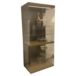 Interlübke Vitrinen & Highboards|Vitrine Just Cube Light mit Beleuchtung Korpus Lack Rückwand Eucalyptus 5 Glasböden und Abdeckplatte