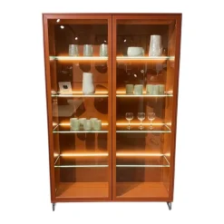 Musterring Vitrinen & Highboards|Vitrine Kara Frame Lack Hocglanz Ziegelrot Orange Kufen Edelstahloptik Mit Beleuchtung