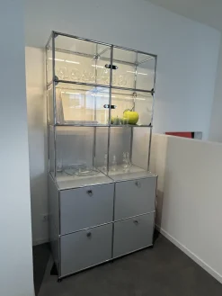 USM Haller Vitrinen & Highboards|Vitrine Mattsilber mit Glas