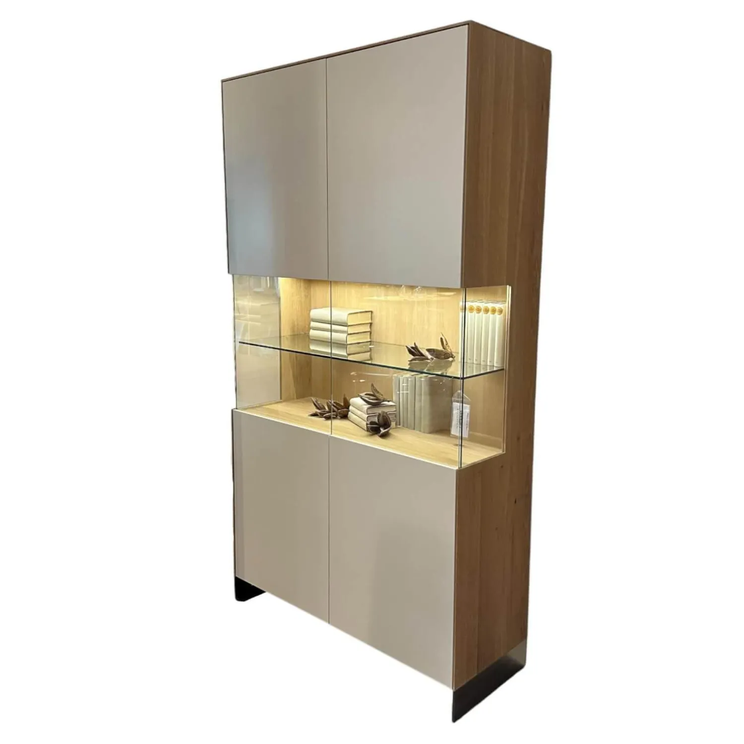 Pönnighaus Vitrinen & Highboards|Vitrine PÖ KT292 Massivholz 2 Türig Weiß Inkl Glaselementen