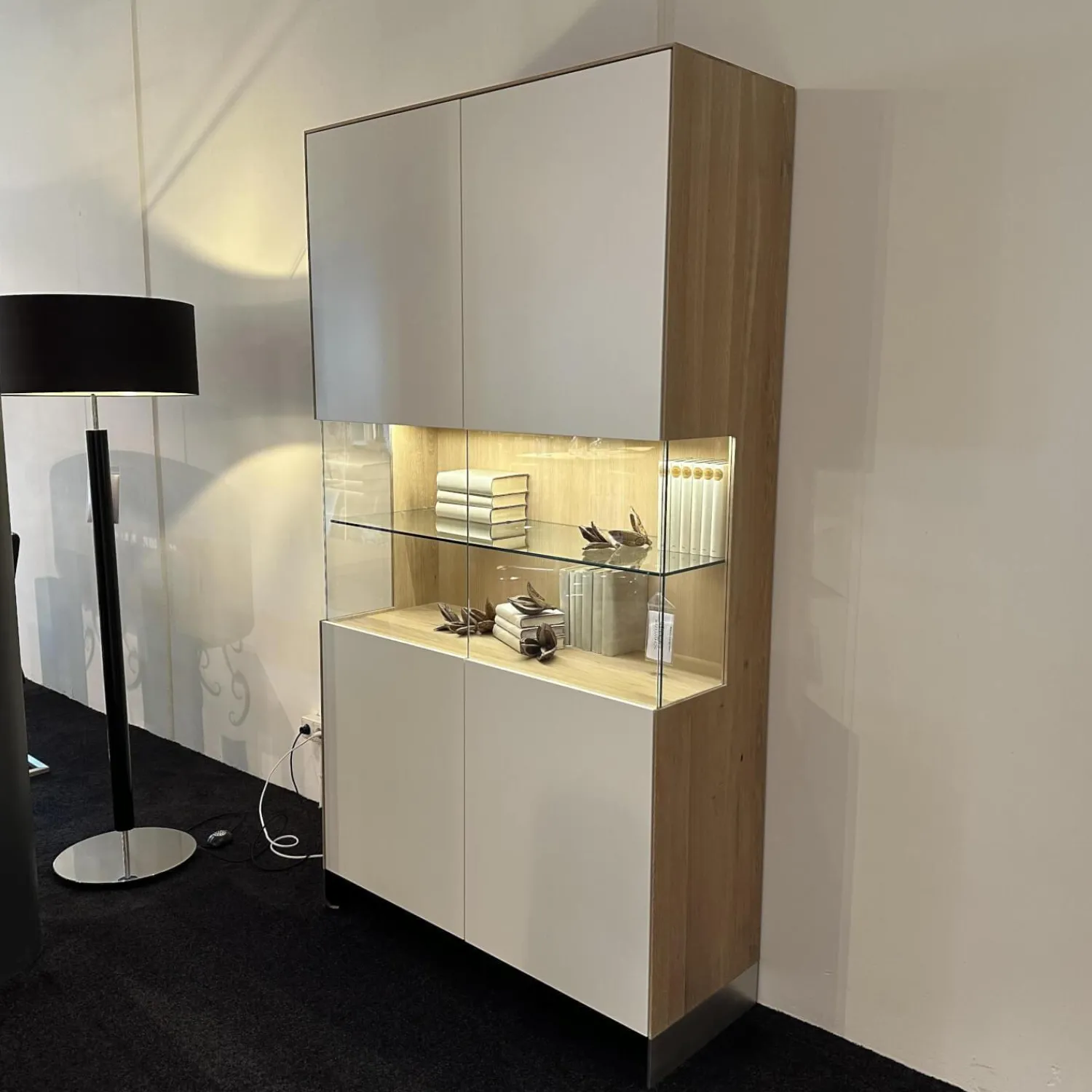 Pönnighaus Vitrinen & Highboards|Vitrine PÖ KT292 Massivholz 2 Türig Weiß Inkl Glaselementen