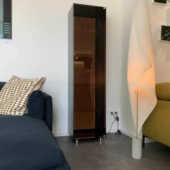 Dreieck Vitrinen & Highboards|Vitrine Solus Black Light Optiwhite Dark Grey mit Farbwechsel Beleuchtung