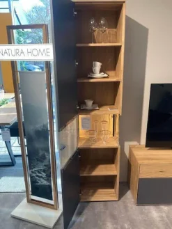 Natura Wohnwände & Tv-Lowboards|Vitrine Tucson Wildeiche Massiv Gebürstet Und Lack Graphitgrau Mit Beleuchtung