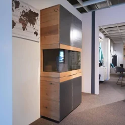 Voglauer Vitrinen & Highboards|Vitrine V Organo Lack Anthrazit Wildeiche Rustiko Mit LED Beleuchtung