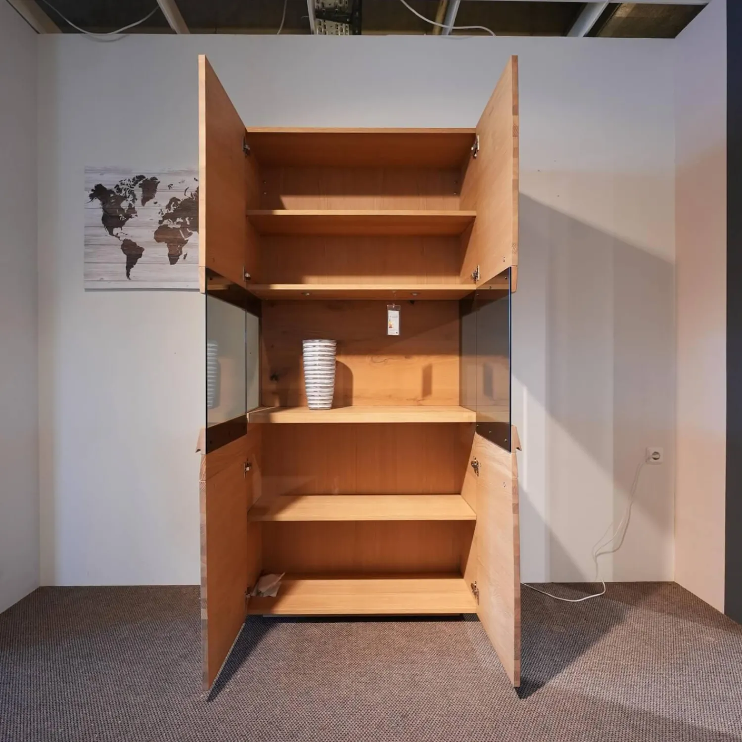 Voglauer Vitrinen & Highboards|Vitrine V Organo Lack Anthrazit Wildeiche Rustiko Mit LED Beleuchtung