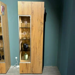 Voglauer Vitrinen & Highboards|Vitrine V-Alpin AV64G Korpus Eiche Altholz Front Glas Glänzend Eintürig